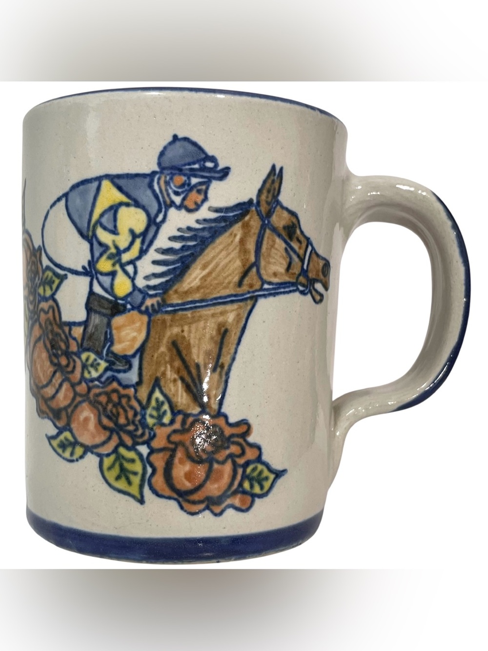 Vintage 1990s Churchill Downs Louisville Stoneware Hand Painted Horse and Jockey
